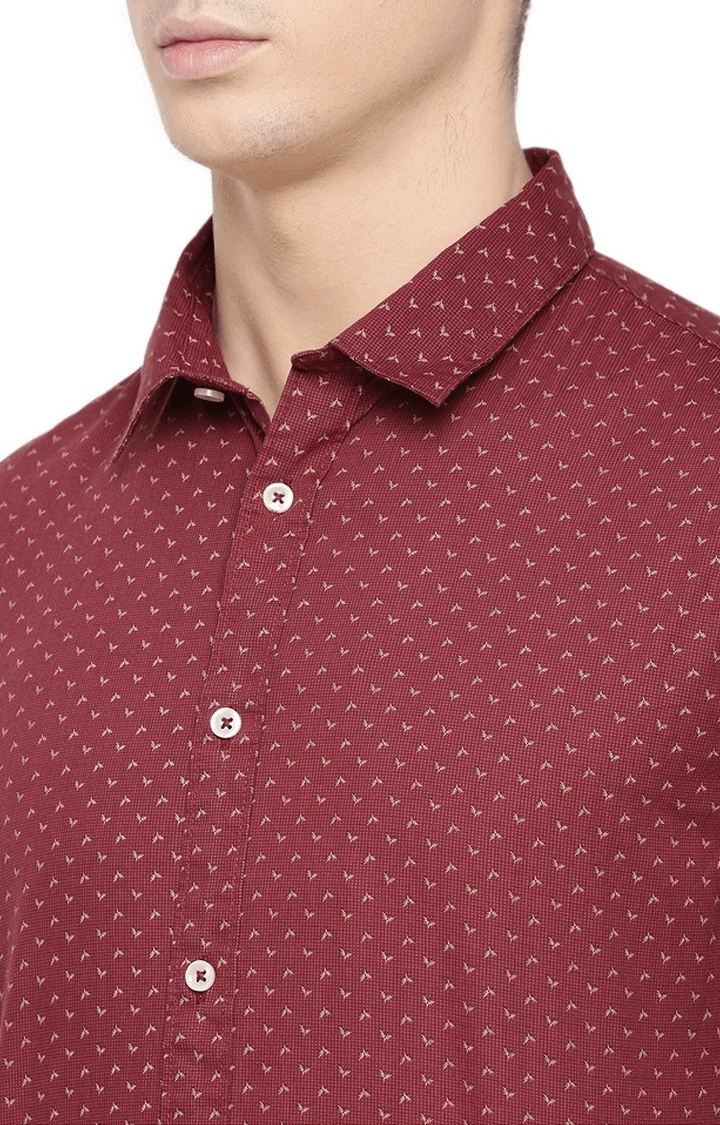 Men's Red Printed Casual Shirts