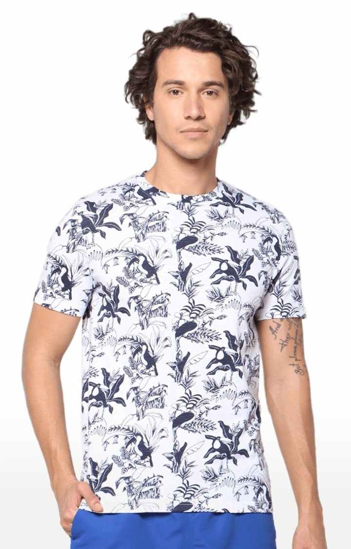 Men's White Printed Regular T-Shirts