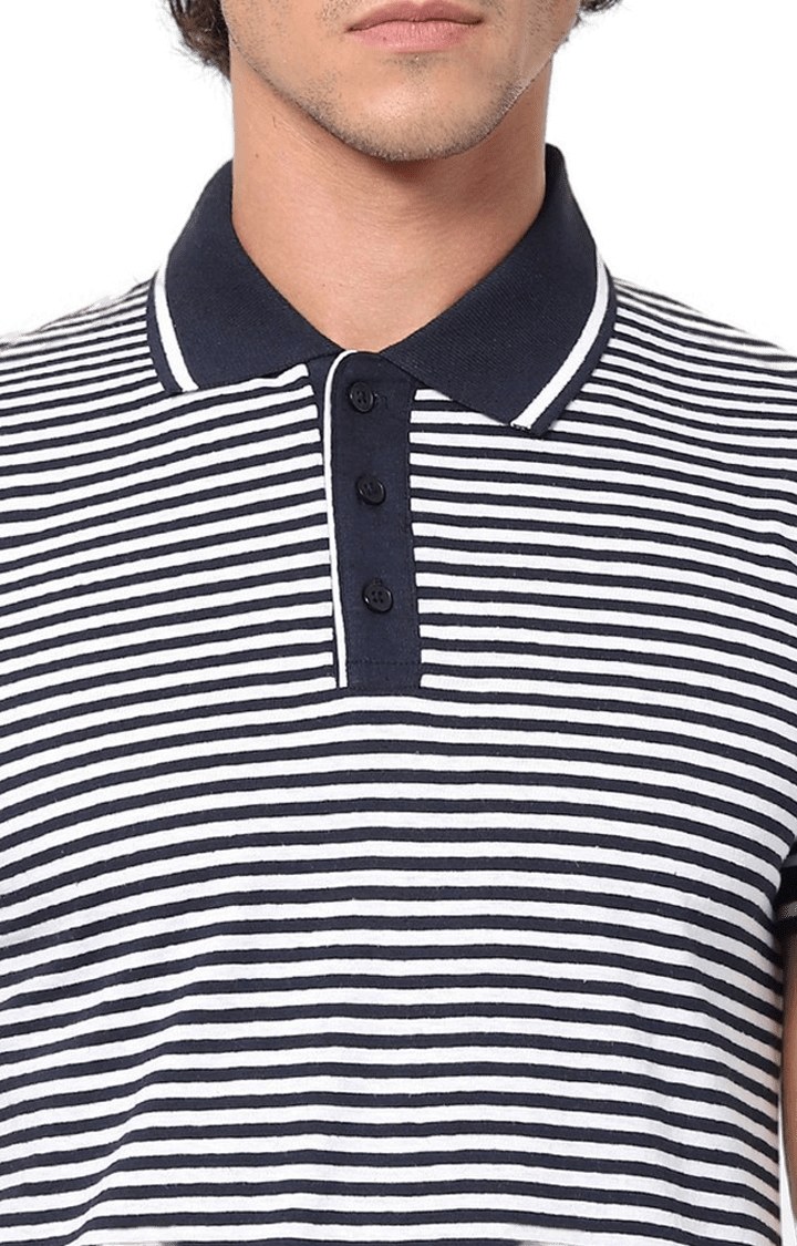 Men's Blue Striped Polos