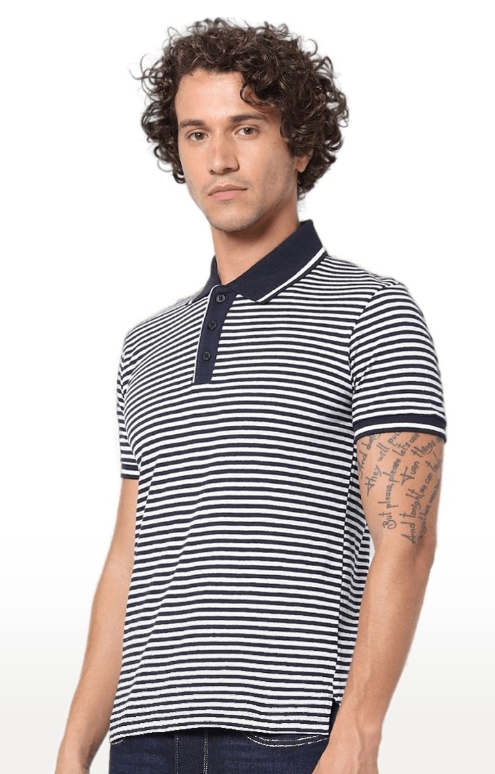 Men's Blue Striped Polos