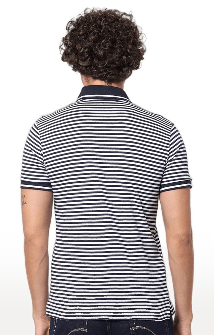 Men's Blue Striped Polos