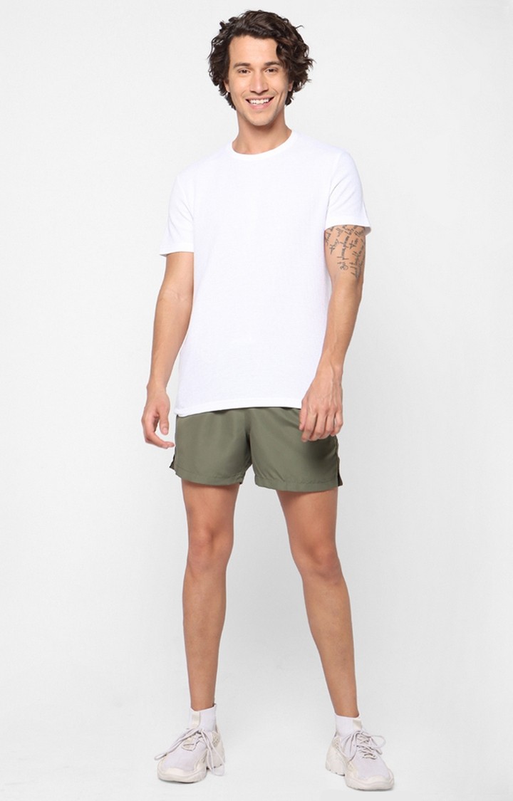Men's White Solid Regular T-Shirts