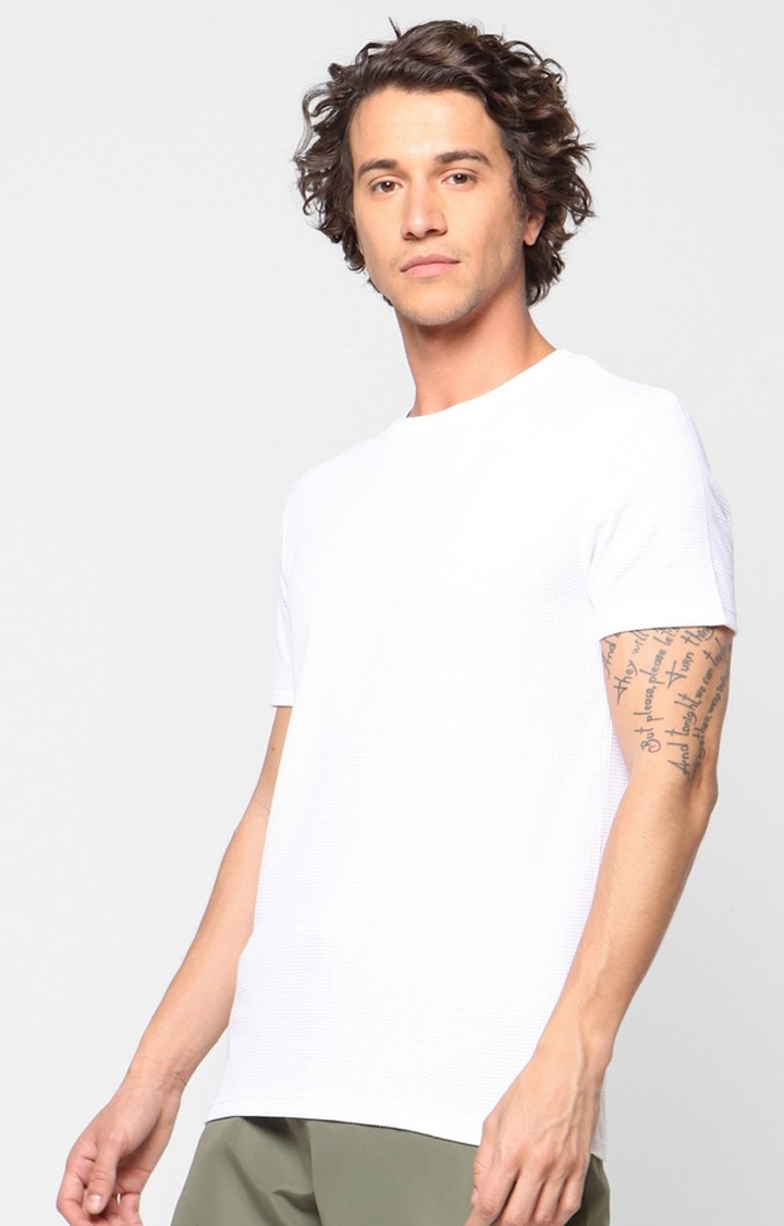 Men's White Solid Regular T-Shirts