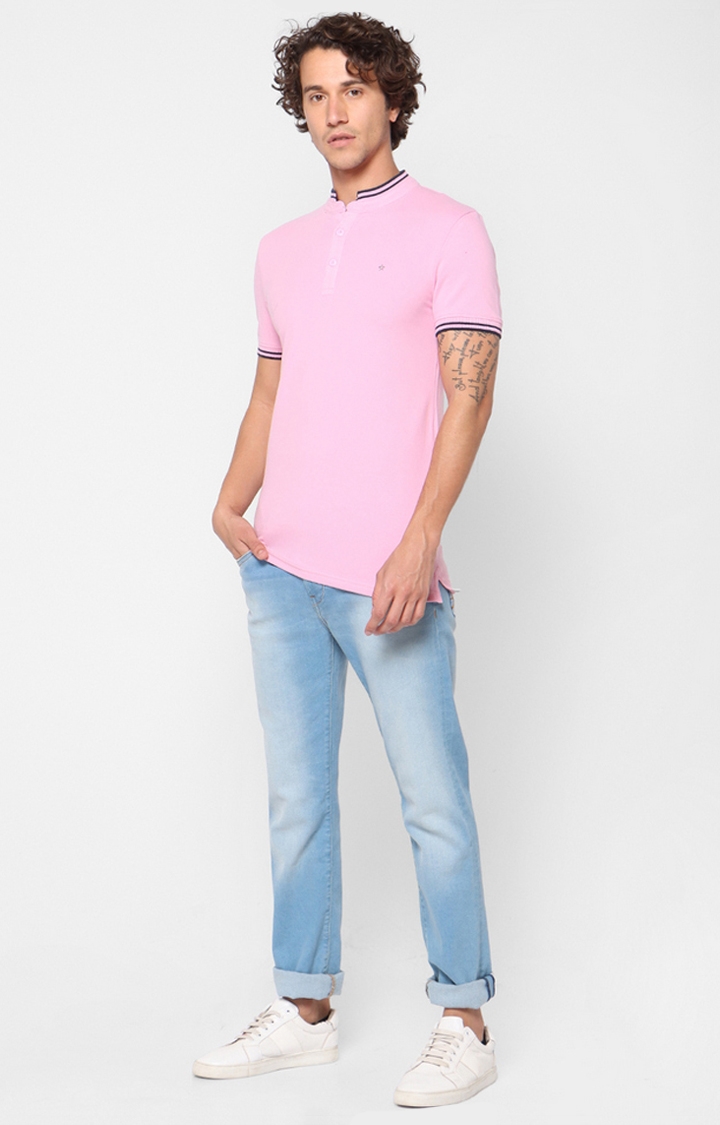 celio | Men's Pink Solid Regular T-Shirts 1