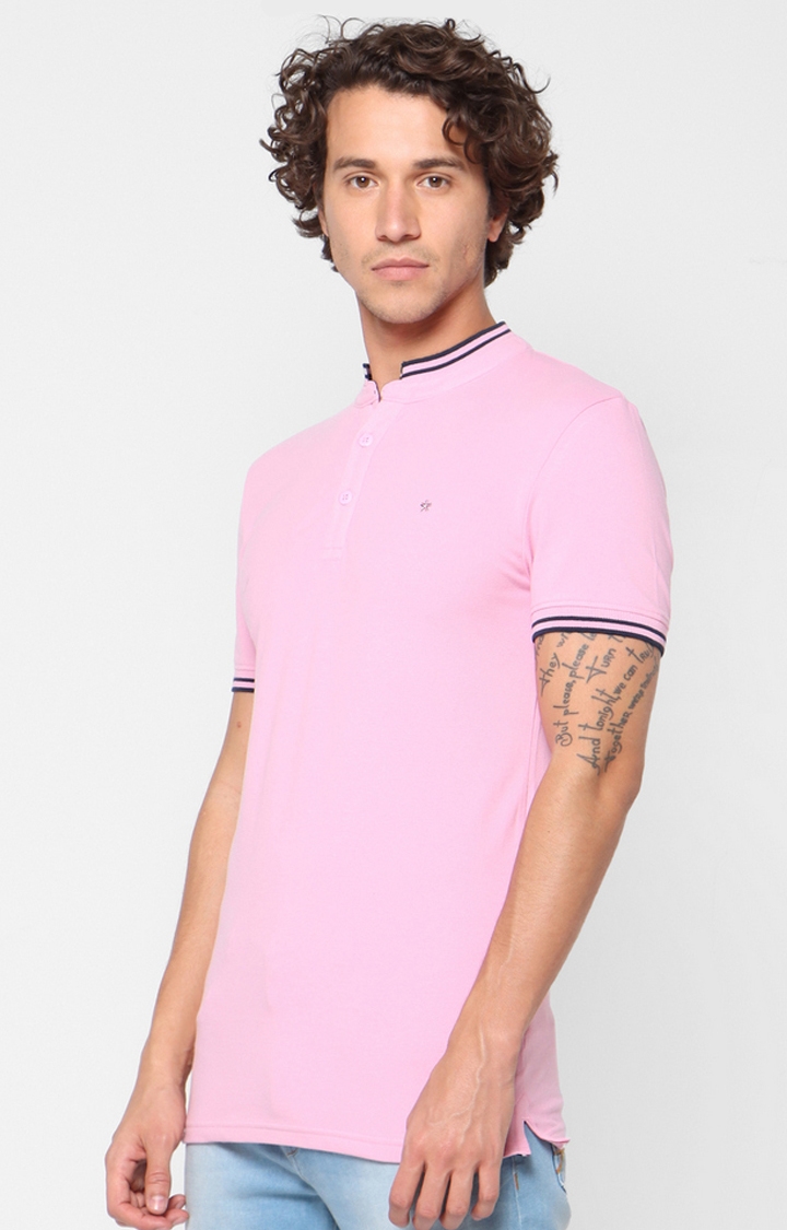celio | Men's Pink Solid Regular T-Shirts 2