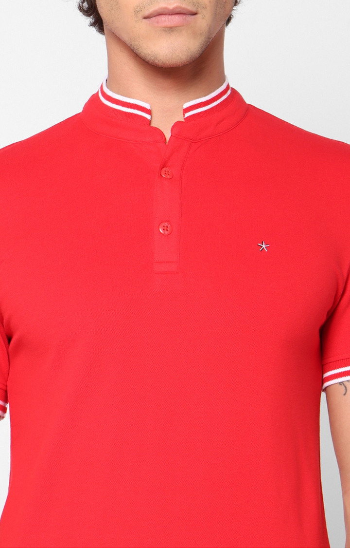 celio | Men's Red Solid Regular T-Shirts 4