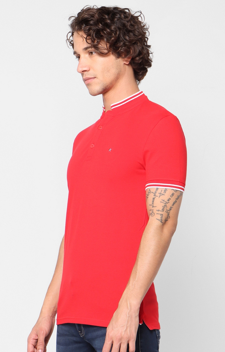 celio | Men's Red Solid Regular T-Shirts 2