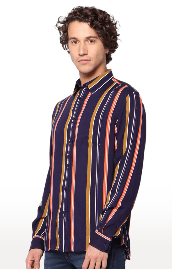 celio | Men's Blue Striped Casual Shirts 2