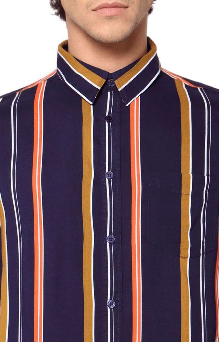 Men's Blue Striped Casual Shirts