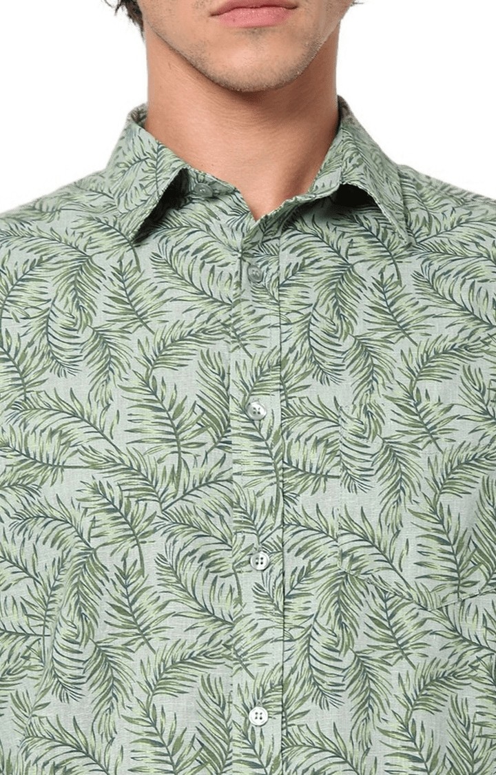 Men's Green Printed Casual Shirts