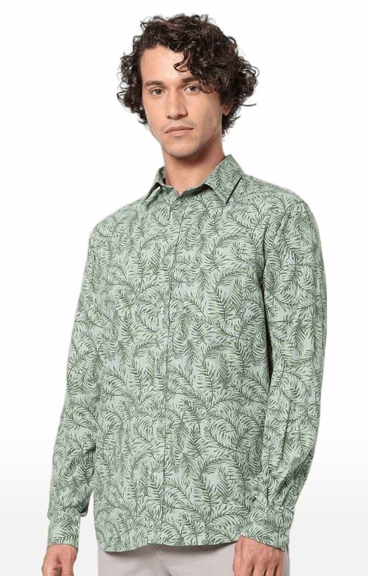 Men's Green Printed Casual Shirts