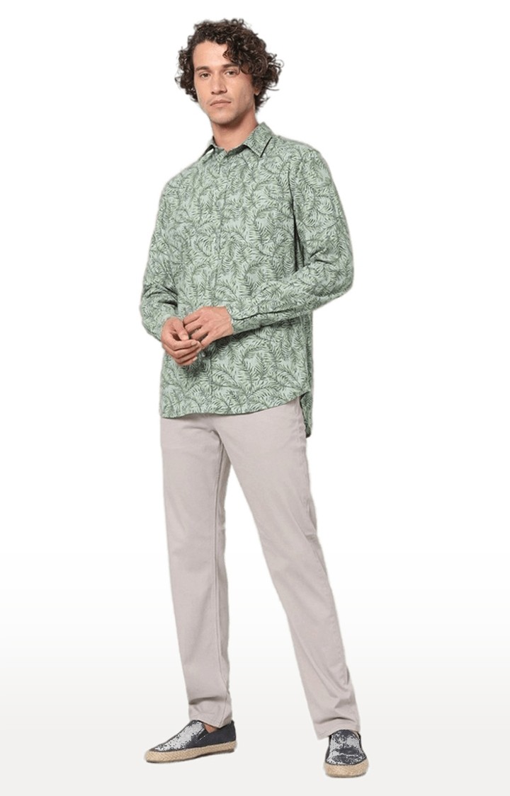 Men's Green Printed Casual Shirts