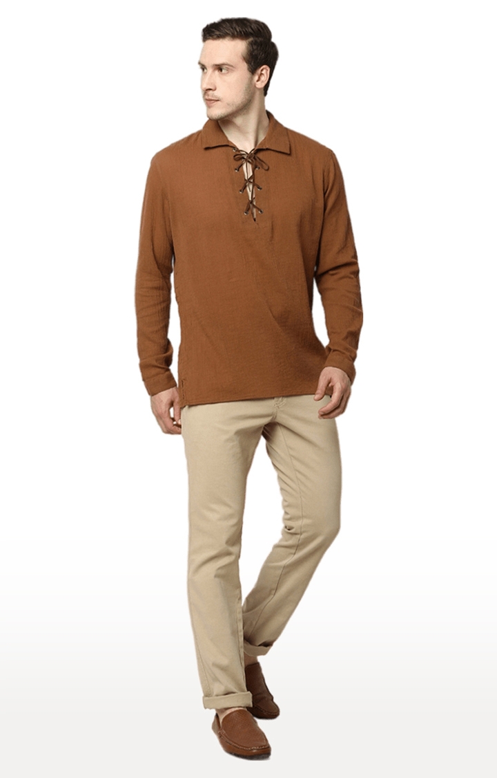 Men's Brown Solid Regular T-Shirts