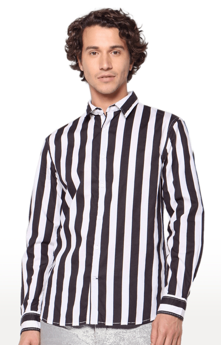 Men's Black Striped Casual Shirts