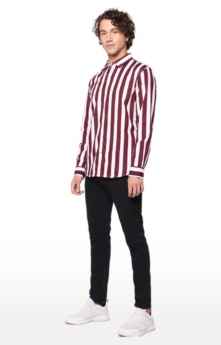 Men's Red Striped Casual Shirts