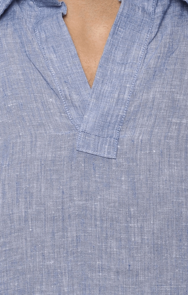 Men's Blue Melange Casual Shirts
