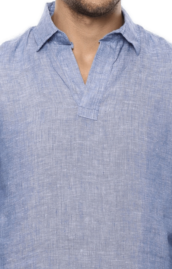 Men's Blue Melange Casual Shirts