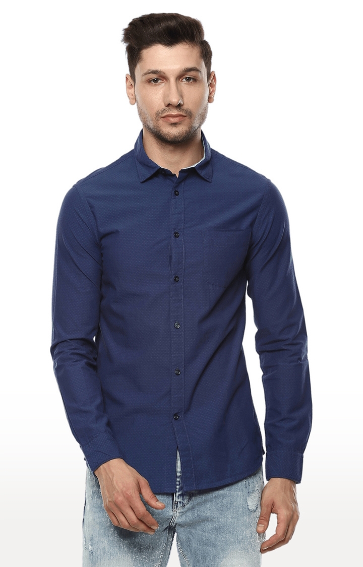 celio | Men's Blue Solid Casual Shirts 0