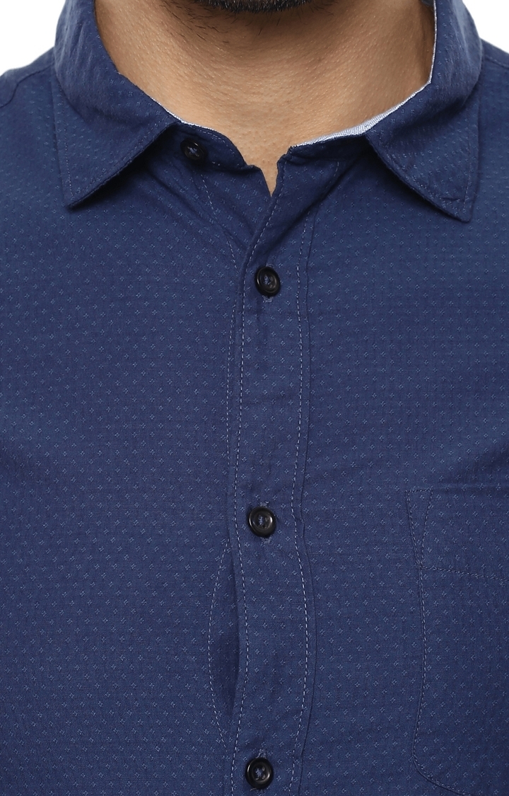 celio | Men's Blue Solid Casual Shirts 4