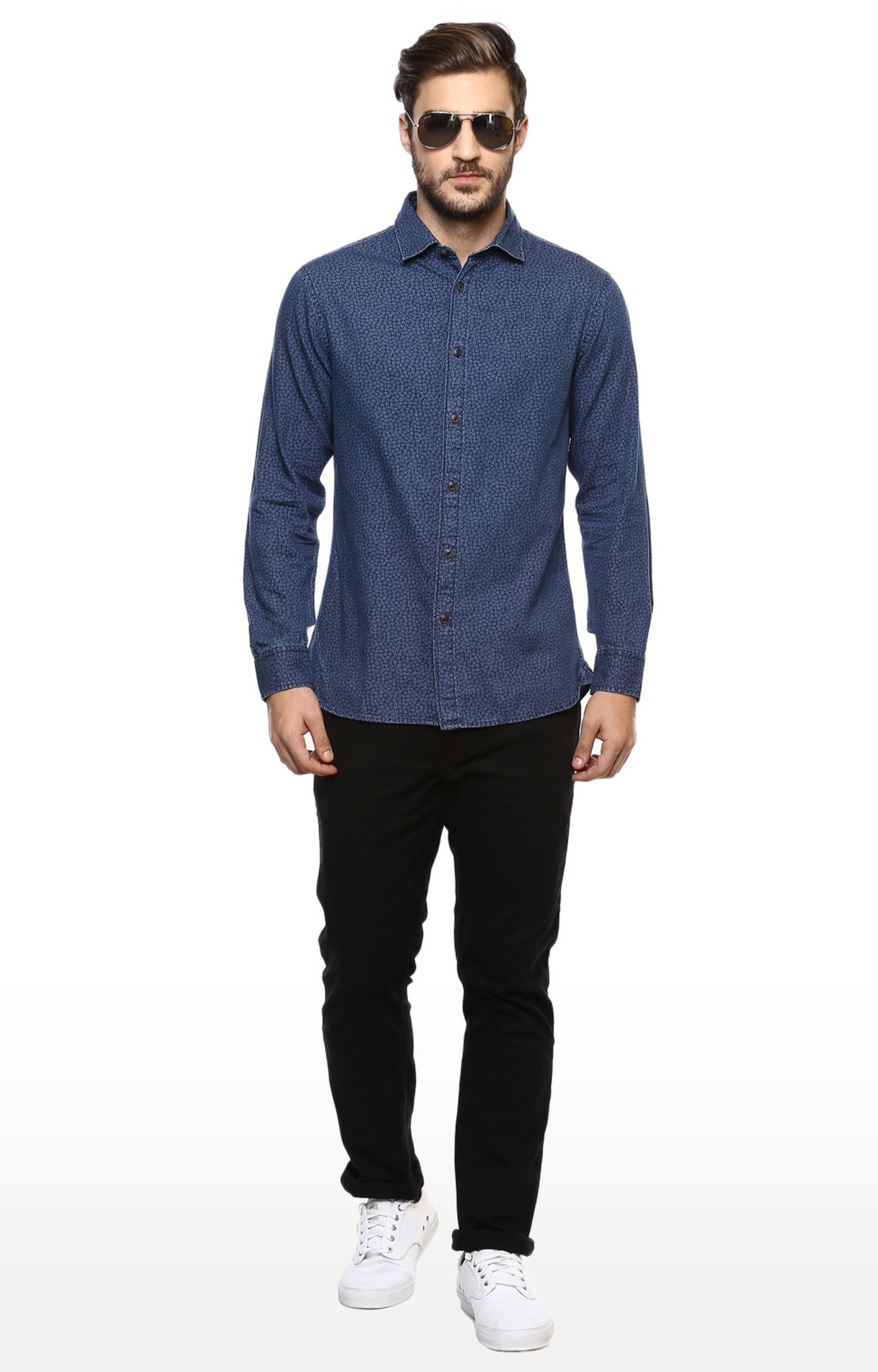 celio | Men's Blue Printed Casual Shirts 1