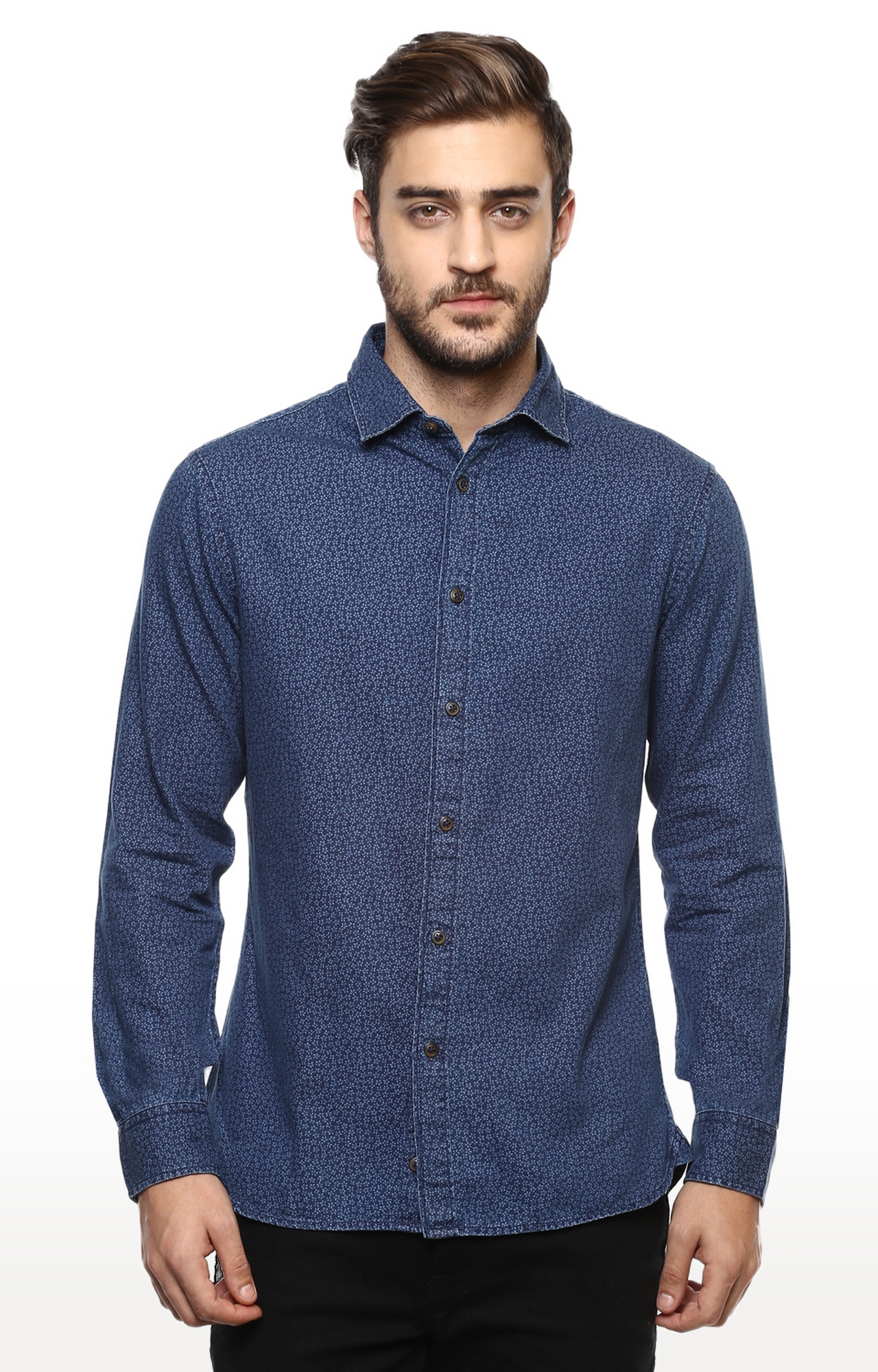 celio | Men's Blue Printed Casual Shirts 0
