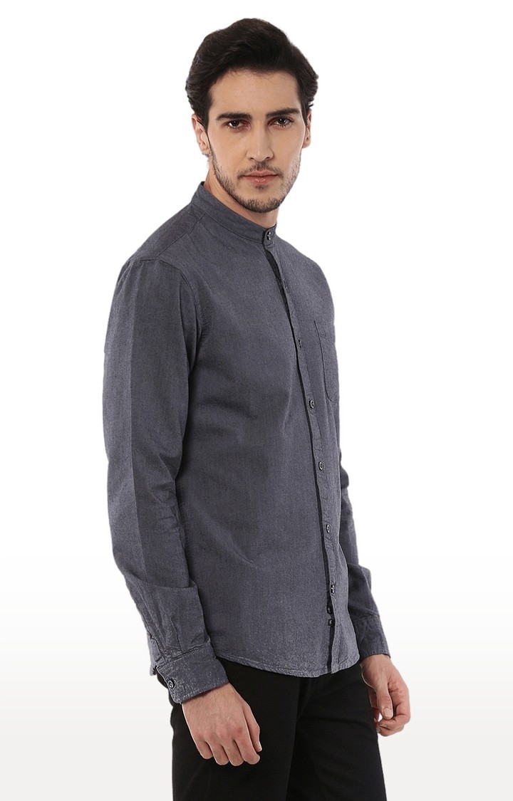 Men's Grey Solid Casual Shirts