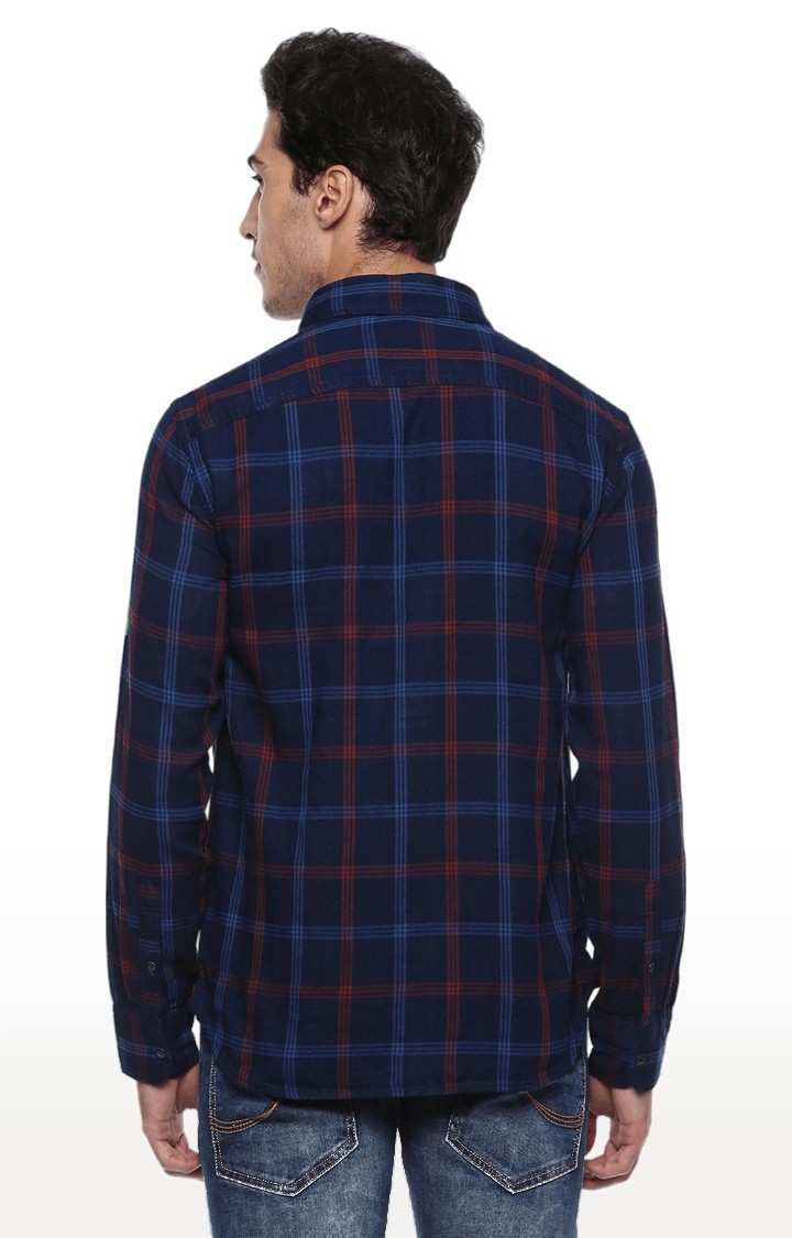 Men's Blue Checked Casual Shirts