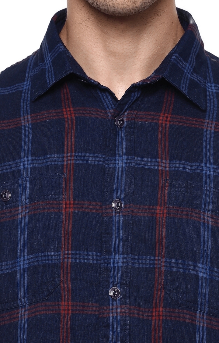 celio | Men's Blue Checked Casual Shirts 4