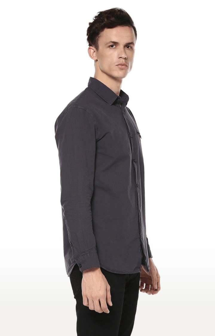 Men's Grey Solid Casual Shirts