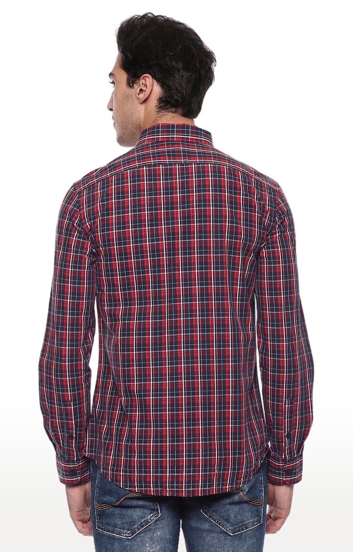 Men's Red Checked Casual Shirts