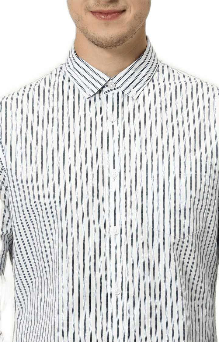Men's White Striped Casual Shirts