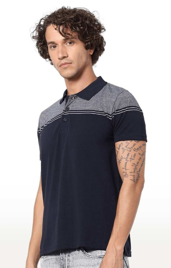 Men's Blue Solid Polos