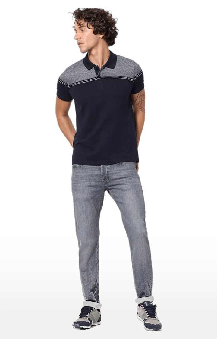 Men's Blue Solid Polos
