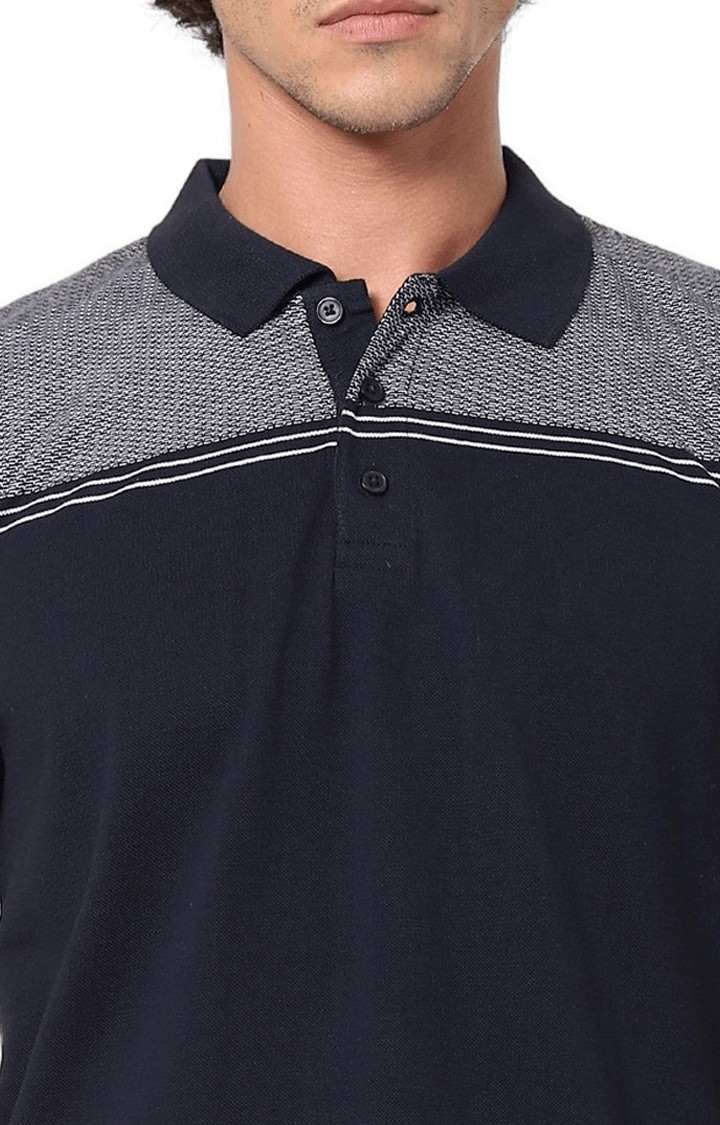 Men's Blue Solid Polos