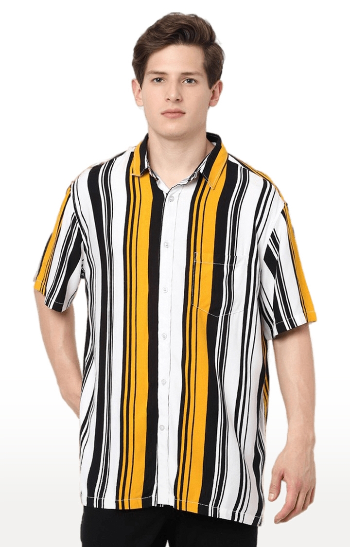 Men's Yellow Striped Casual Shirts