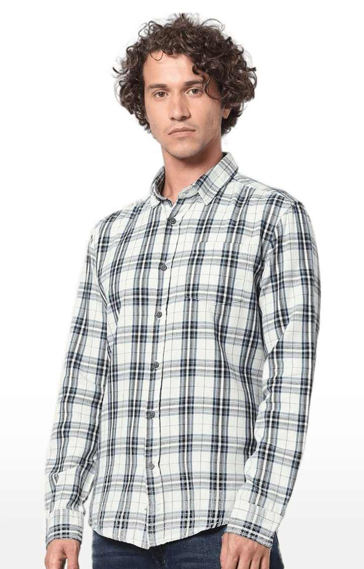 Men's White Checked Casual Shirts