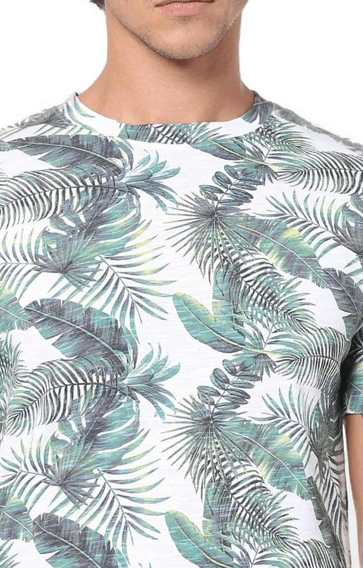 Men's White Printed Regular T-Shirts
