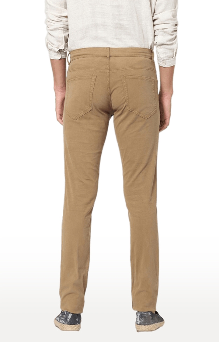 celio | Men's Brown Cotton Blend Solid Slim Jeans 2