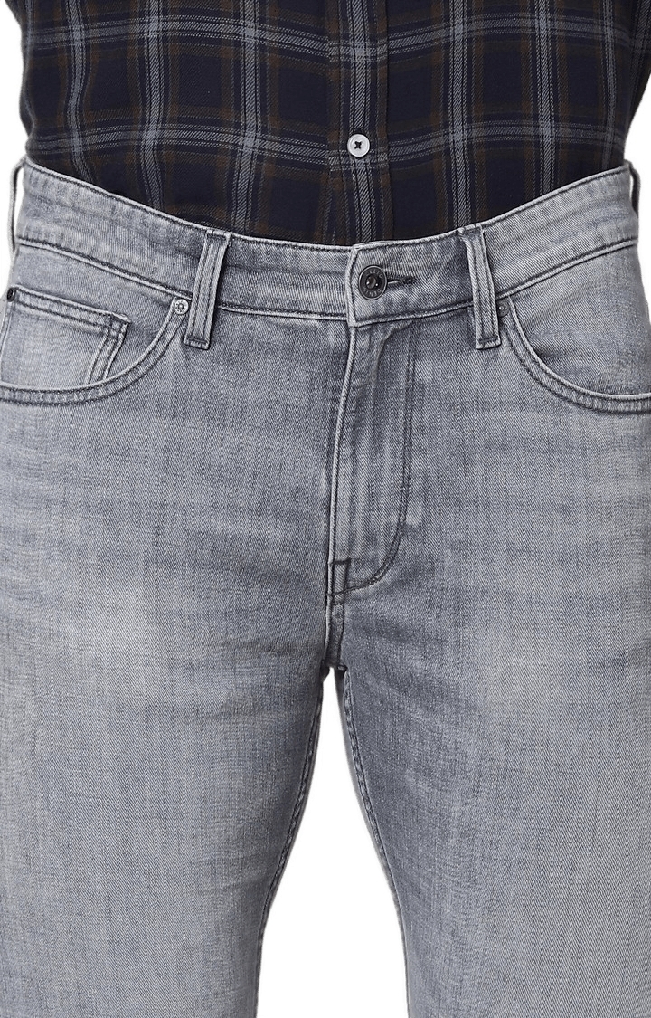celio | Men's Grey Cotton Blend Solid Straight Jeans 5