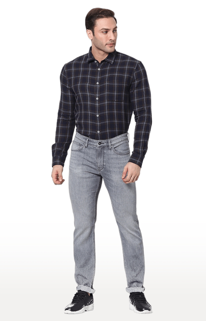 celio | Men's Grey Cotton Blend Solid Straight Jeans 1