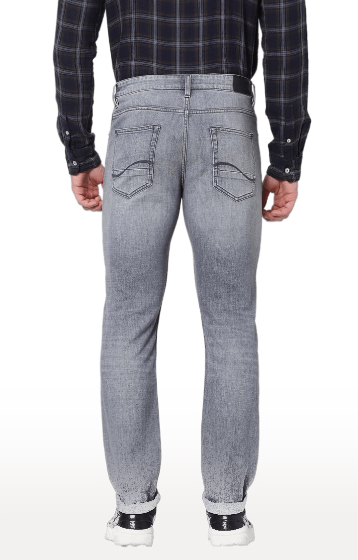 celio | Men's Grey Cotton Blend Solid Straight Jeans 4