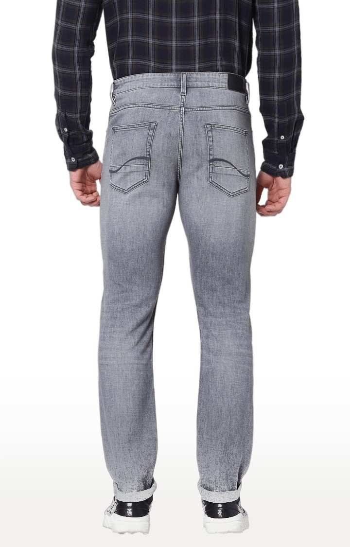 Men's Grey Cotton Blend Solid Straight Jeans