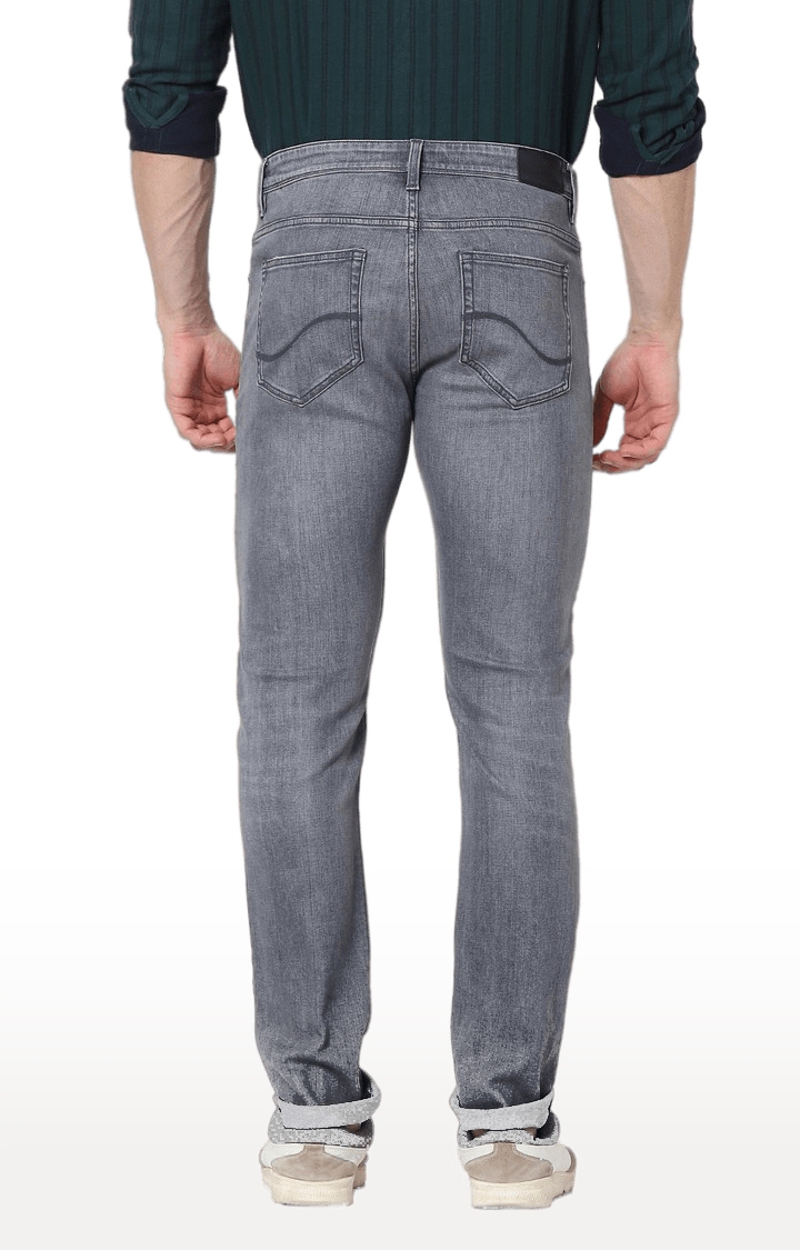 celio | Men's Grey Cotton Blend Solid Tapered Jeans 4