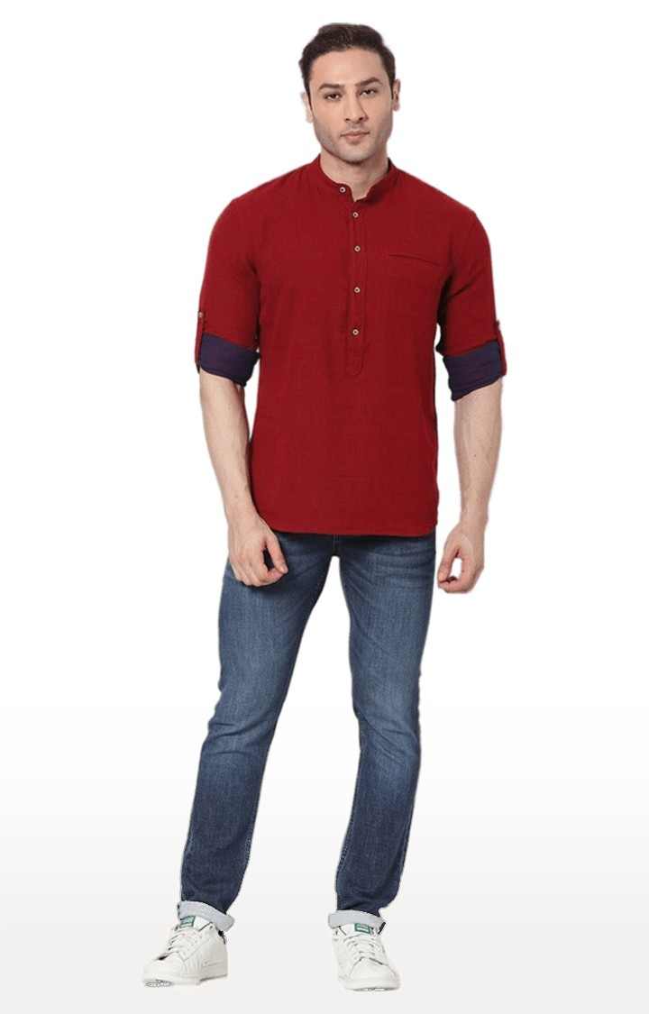 Men's Red Solid Casual Shirts
