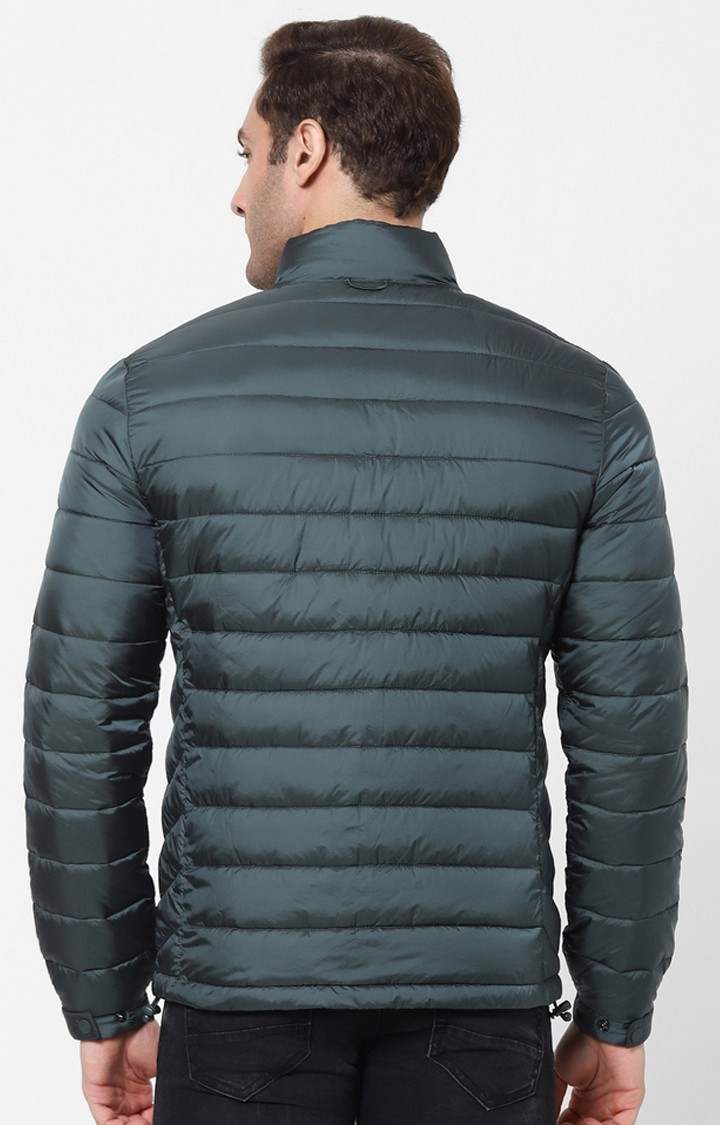 Men's Green Solid Bomber Jackets