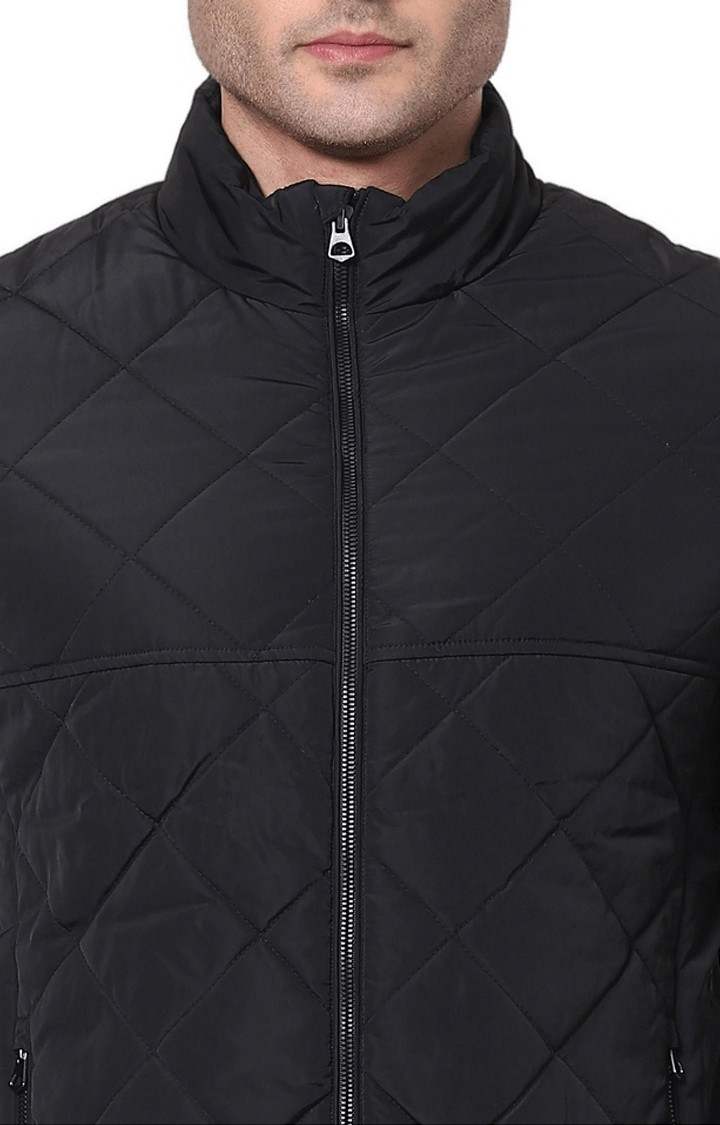 Men's Black Solid Bomber Jackets