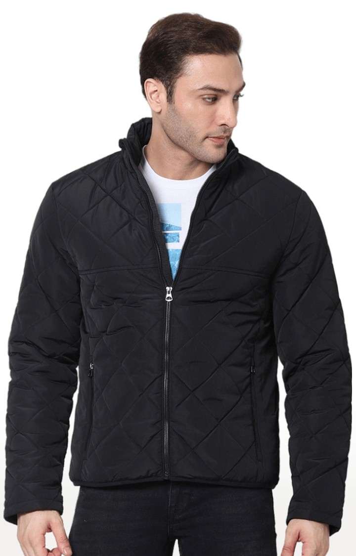 Men's Black Solid Bomber Jackets