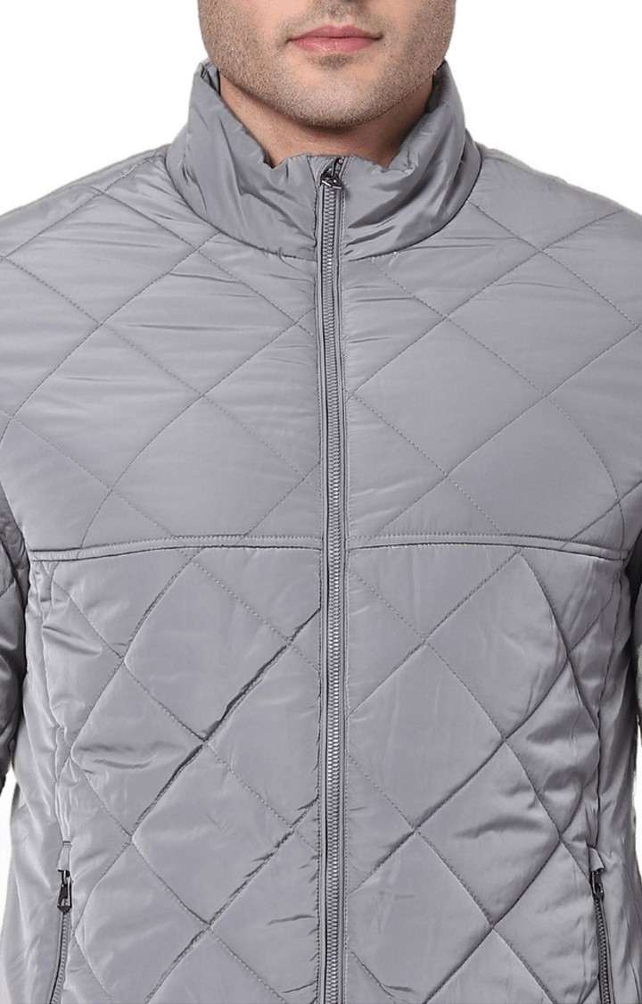 Men's Grey Solid Bomber Jackets