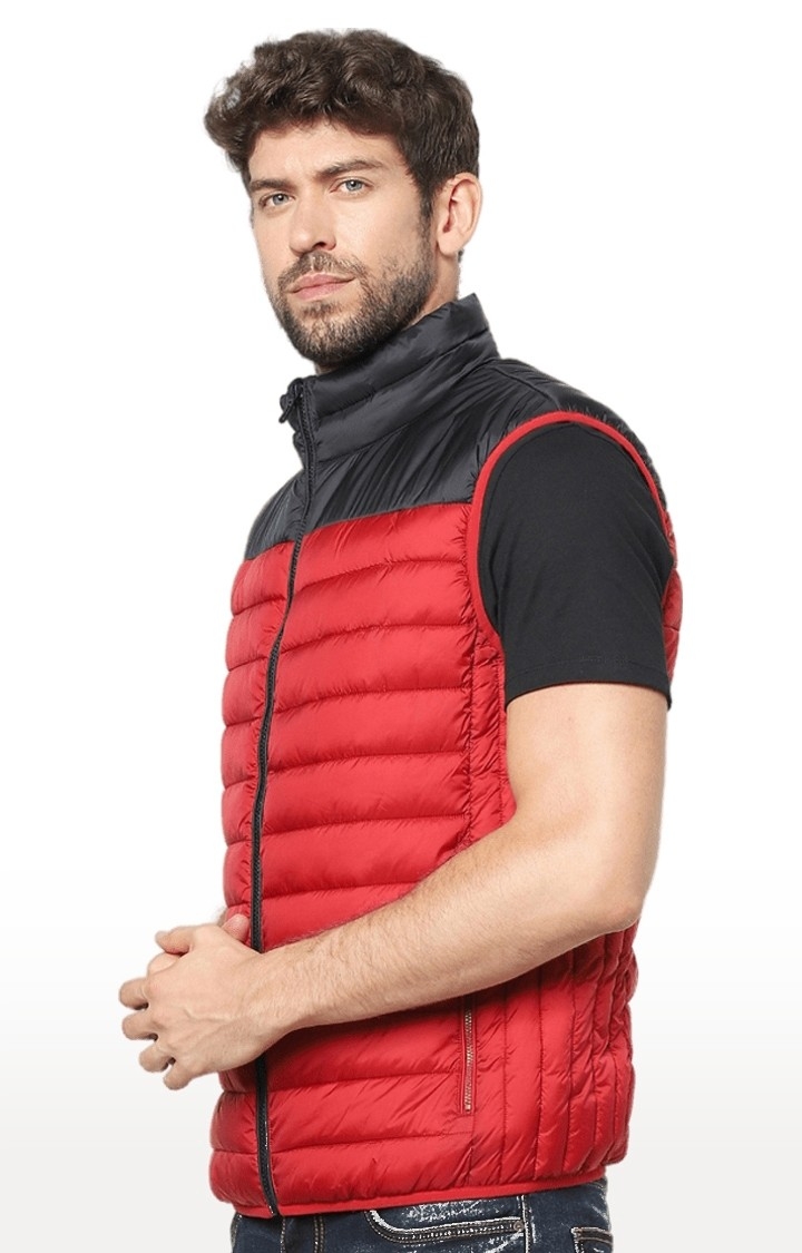 Men's Red Colourblock Gilet