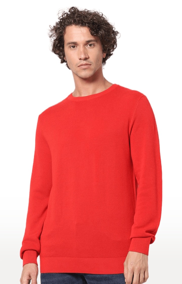 celio | Men's Red Solid Sweaters